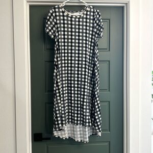 Lularoe Carly dress black and cream checkered